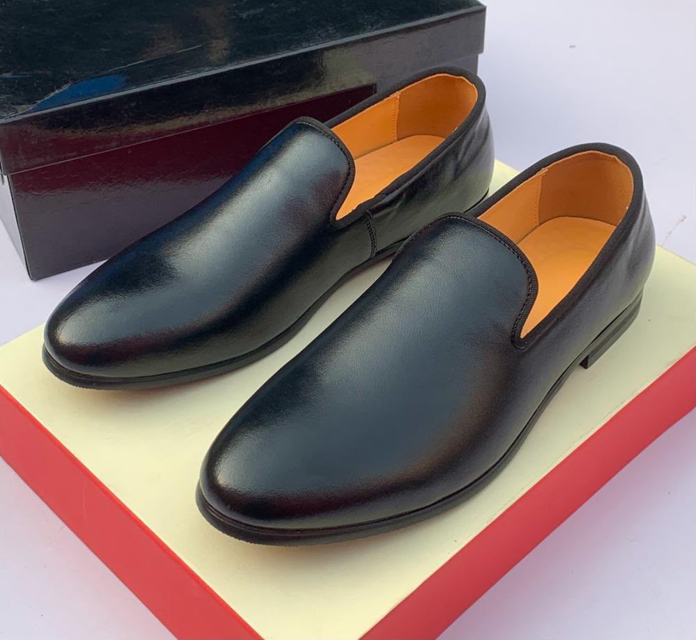 Men's Black Leather Venetian Loafers