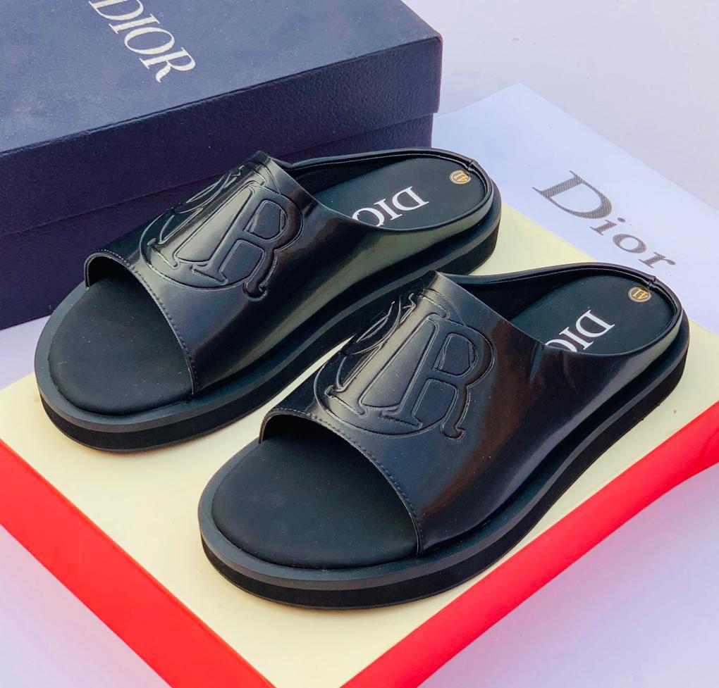 Premium Leather Embossed Slides