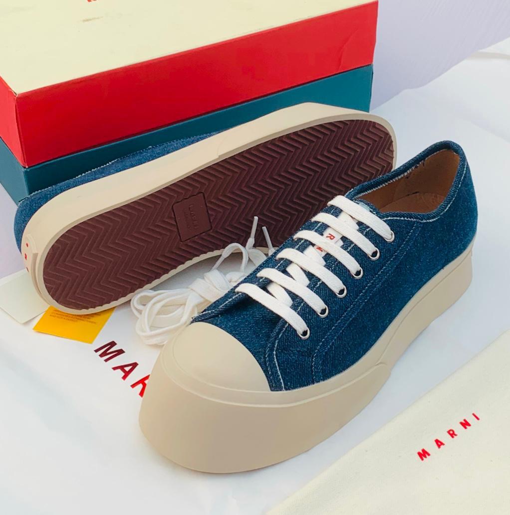 Women's Blue Denim Platform Sneakers