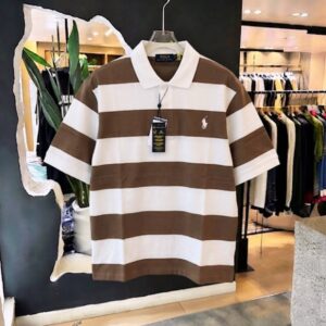 Men’s Striped Short-Sleeve Polo Shirt-Cotton Piqué