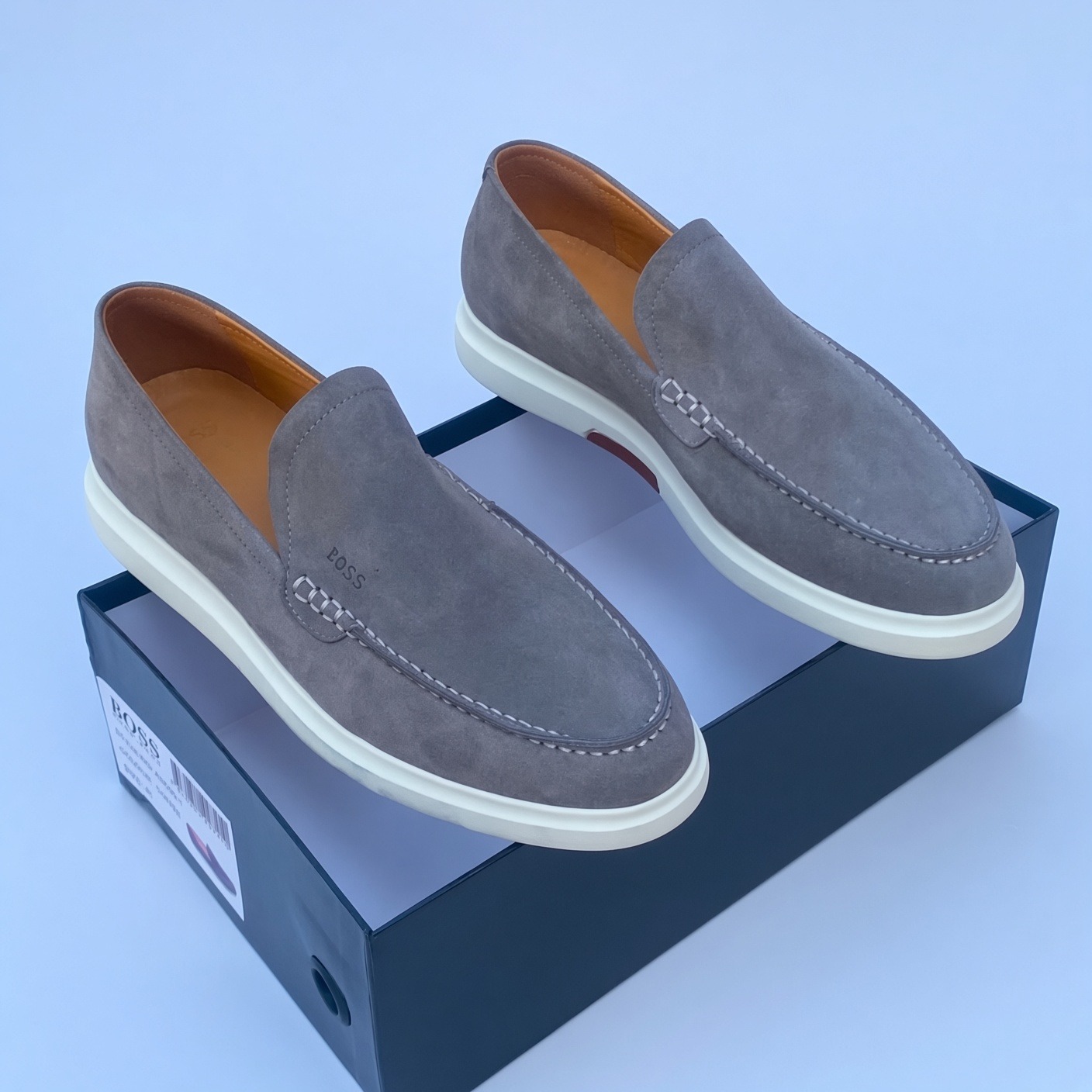 BOSS Suede Slip-On Loafers | Men's Black Designer Shoes
