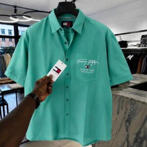 Men's Short-Sleeve Button-Down Shirt | Mint Green Casual Top