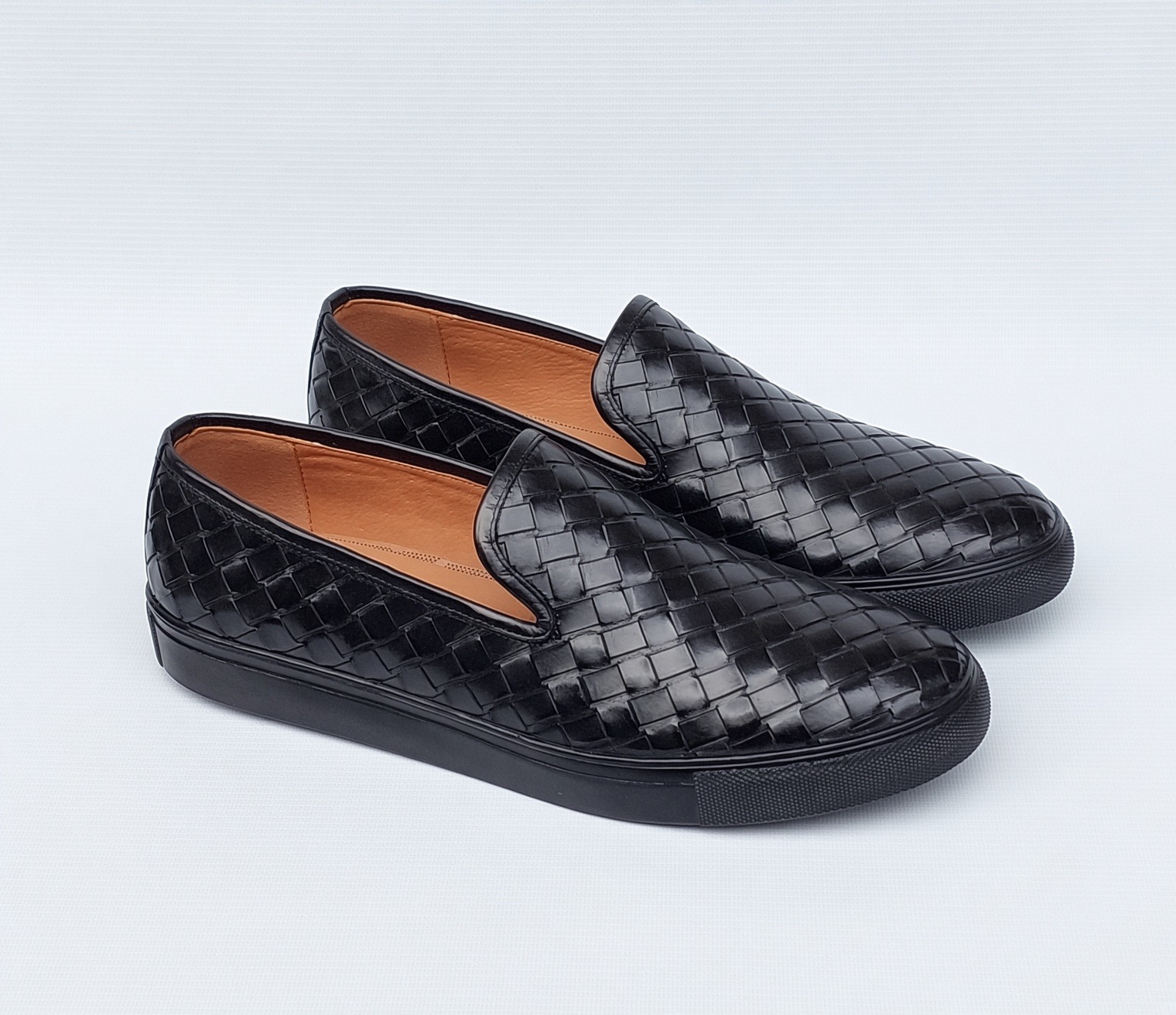 Men's Woven Leather Slip-On Sneakers | Casual Loafers