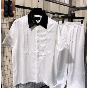 Men's Silk Co-ord Set in White & Black | 2-Piece Luxury Outfit