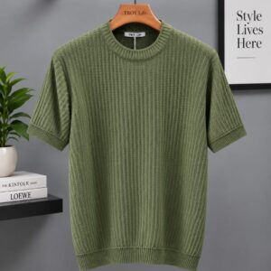 Men's Knit Short-Sleeve Sweater | Textured Crewneck